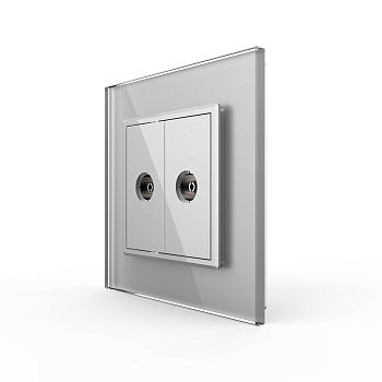 Розетка ТВ двойная Серая Livolo