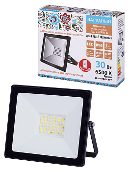 Прожектор светодиодный СДО-04-030Н-Ф (с фотореле) 30 Вт, 6500 К, IP65, черный, Народный TDM Прожектор светодиодный СДО-04-030Н-Ф (с фотореле) 30 Вт, 6500 К, IP65, черный, Народный TDM