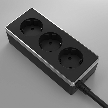 Удлинитель Gallant 3-х местный 3 м черный/хром Werkel