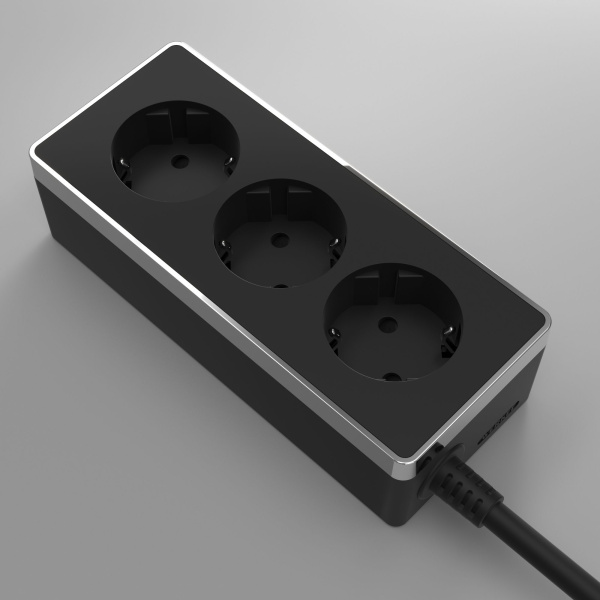 Удлинитель Gallant 3-х местный 3 м черный/хром Werkel