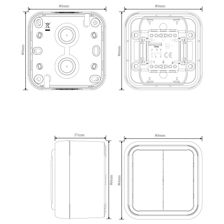 Donel W55 Переключатель 2-кл. накладной, серый, IP55, серия (тип) DIP55