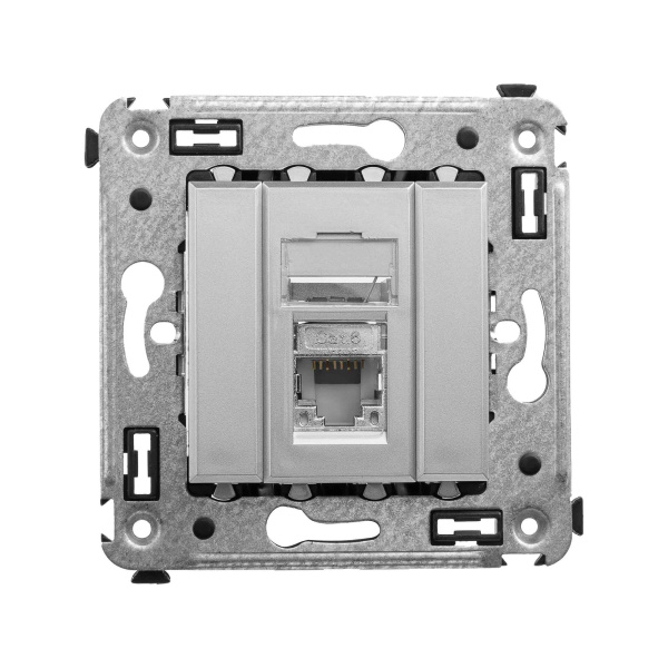 Компьютерная розетка RJ-45 в стену, кат.6 одинарная экранированная,"Avanti","Закаленная сталь" DKC Компьютерная розетка RJ-45 в стену, кат.6 одинарная экранированная,"Avanti","Закаленная сталь" DKC
