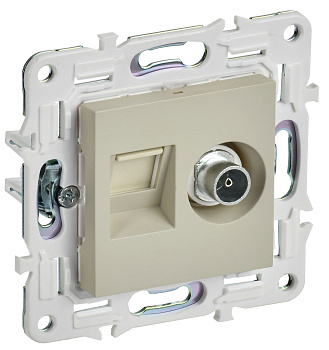 SKANDY Розетка двойная TV+RJ11 SK-A16B бежевый IEK SKANDY Розетка двойная TV+RJ11 SK-A16B бежевый IEK