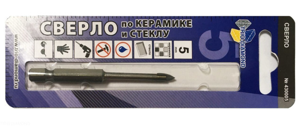 Сверло по керамике и стеклу 5мм 430005 Trio-Diamond
