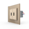 Розетка USB с блоком 5В 2.1А двойная Золотая Livolo