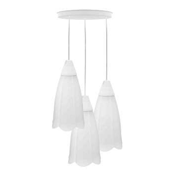 16-23 (1422/3 Белый) Светильник декоративный, подвесной, "Брауэр", пластик, 3хЕ27 15Вт, 220В, белый, шнур белый, 800мм, крепление на планку, Ø250х220м