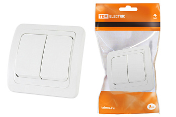 Выключатель 2-кл. 10А белый "Валдай" TDM