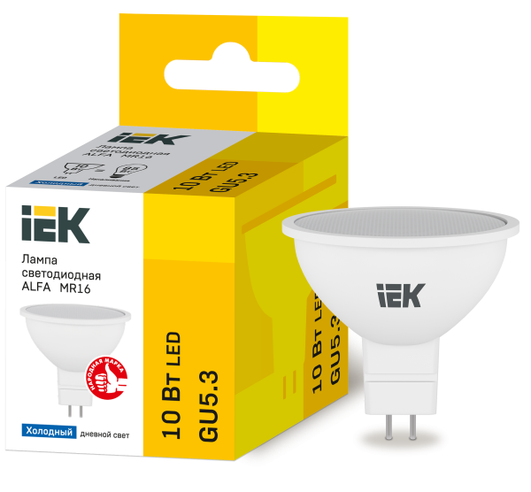 Лампа светодиодная ALFA MR16 софит 10Вт 230В 6500К GU5,3 IEK