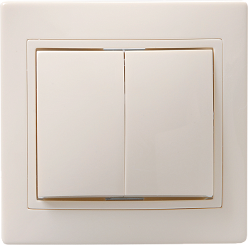 Выключатель 2-клавишный ВС10-2-0-Км 10А керамика КВАРТА кремовый IEK