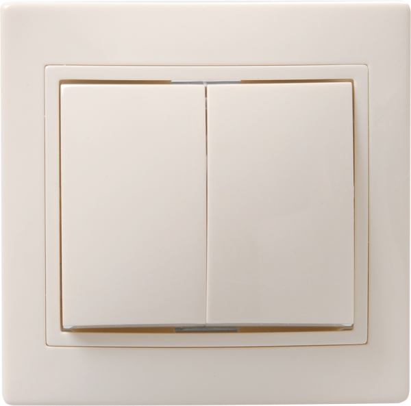 Выключатель 2-клавишный ВС10-2-0-Км 10А керамика КВАРТА кремовый IEK