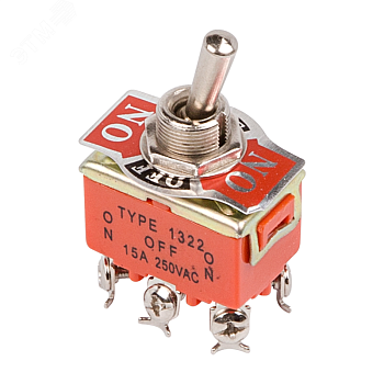 Тумблер 250V 15А (6c) ON-OFF-ON двухполюсный (KN-203) (в упак. 1шт.) REXANT