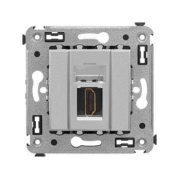 HDMI розетка одинарная в стену, тип А-А, "Avanti", "Закаленная сталь" DKC