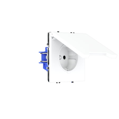 Розетка встраиваемая Voltum S70 с заземлением, защитными шторками и крышкой 16А, (белый матовый)