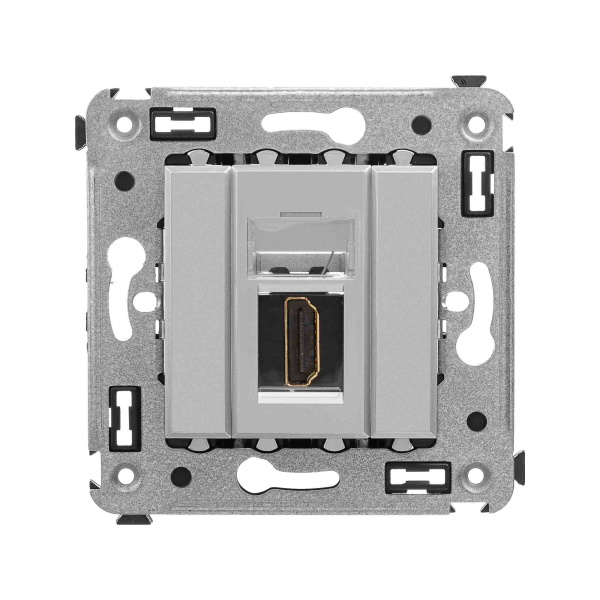 HDMI розетка одинарная в стену, тип А-А, "Avanti", "Закаленная сталь" DKC