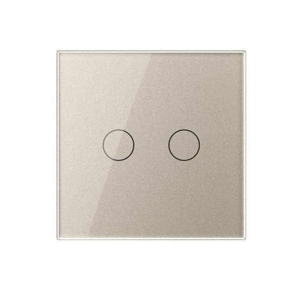 Двухклавишный сенсорный выключатель 1 пост, цвет шампань Livolo