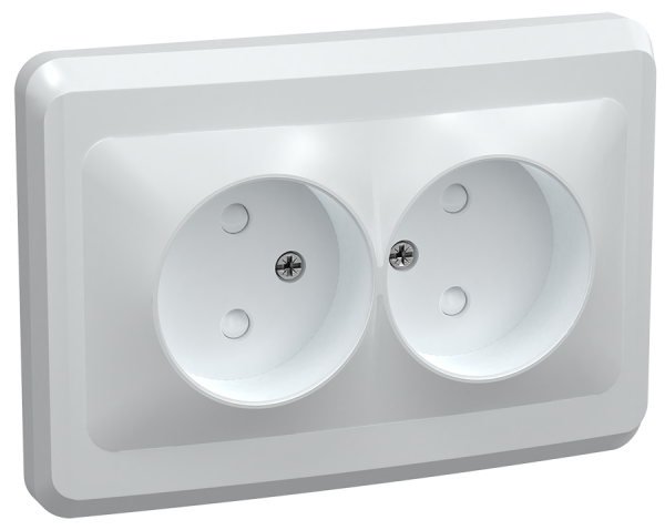 Розетка 2-местная РС12-2-ВБ без з/з без защитной шторки 10А ВЕГА белый IEK