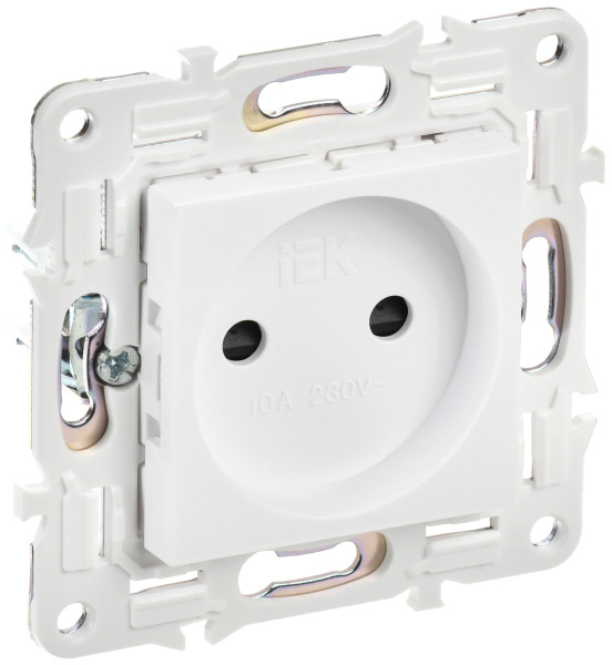 SKANDY Розетка без заземления с защитными шторками 10А SK-R01W арктический белый IEK