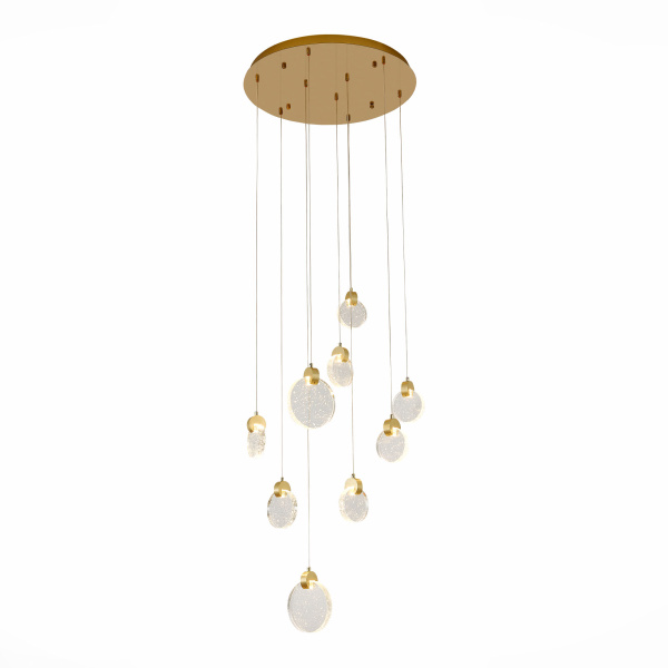Светильник подвесной Золотистый/Прозрачный,С пузырьками воздуха LED 9*3Вт 3000К SL6104.203.09 ST LUCE
