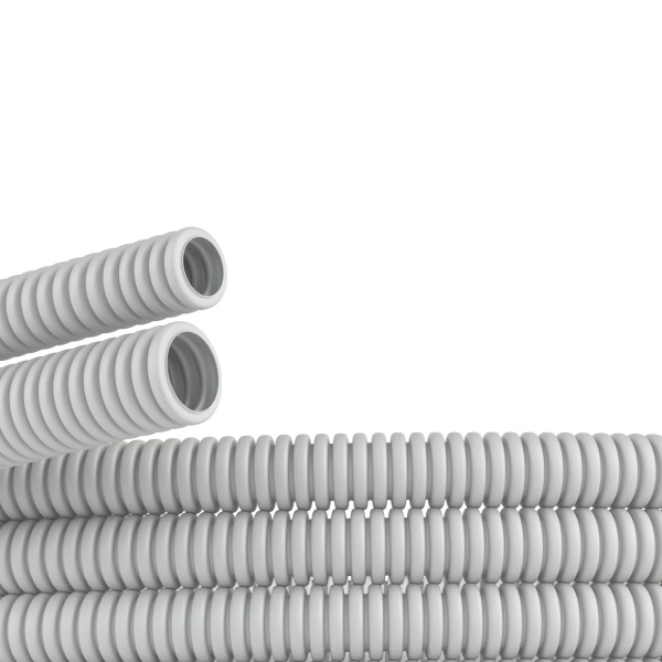 Труба ПВХ гибкая гофр. д.32мм, тяжёлая без протяжки, 25м, цвет серый Plus DKC