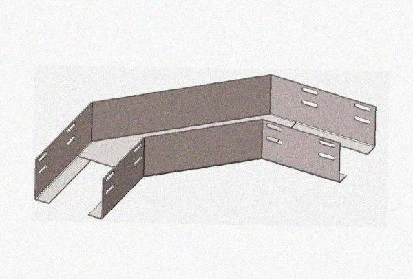 Лоток угловой замковый перфорированный КГЗ 300х110-90 УХЛ1 поворот на 90, горячее цинкование, S1,5