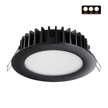 Встр.св/д св-к с перекл.цвет.темп.IP20 LED 3000К/4000К/6000К 15W 220V черный LANTE NOVOTECH