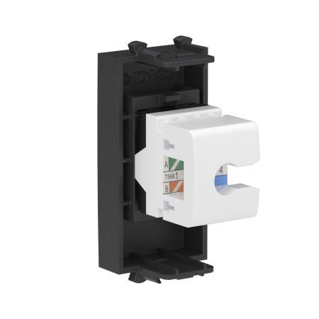 Компьютерная розетка RJ-45 без шторки модульная, кат.5е, "Avanti", "Черный матовый", 1 модуль DKC