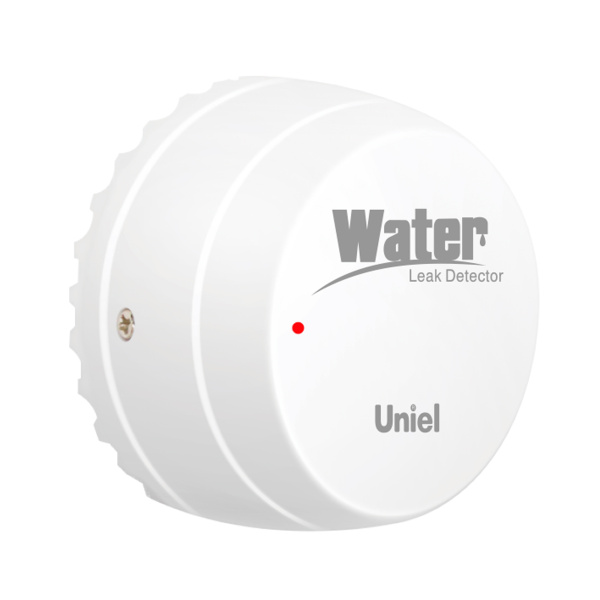 Умный датчик протечки воды Wi-Fi. на батарейке CR123A н-к. звуковое+PUSH оповещение белый, UnielSmart USN-A520 Uniel