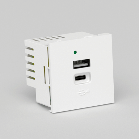 Donel USB зарядное устройство, 4.2A, Type A + C, 2 мод., бел. (45х45мм)