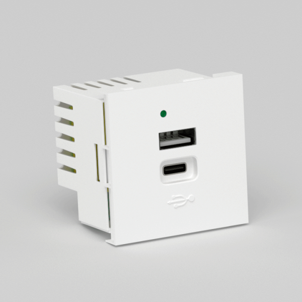 Donel USB зарядное устройство, 4.2A, Type A + C, 2 мод., бел. (45х45мм) Donel USB зарядное устройство, 4.2A, Type A + C, 2 мод., бел. (45х45мм)