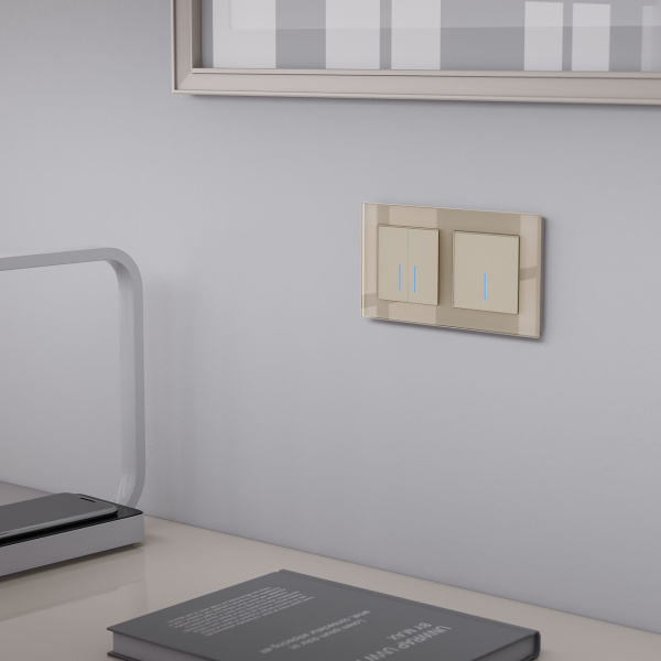 Сенсорный выключатель одноклавишный с подсветкой 1000 Вт (шампань) СУ IP20 Werkel