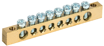 Шина PEN "земля-ноль" 6х9мм 8/2 (8групп/крепеж по краям) IEK