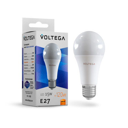 Лампа св/д E27 15Вт 2800K Белый General purpose bulb 15W 7156 Voltega