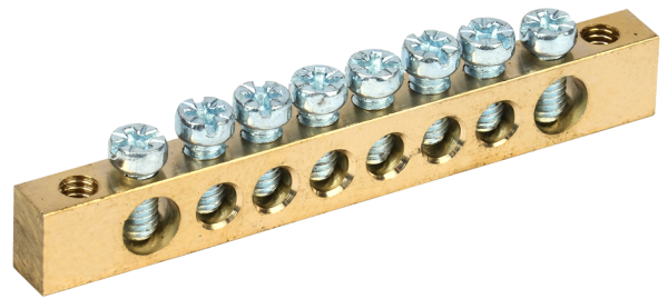 Шина PEN "земля-ноль" 6х9мм 8/2 (8групп/крепеж по краям) IEK