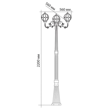 Светильник садово-парковый Feron PL3709 круглый, столб 3*60W 230V E27, черное золото Светильник садово-парковый Feron PL3709 круглый, столб 3*60W 230V E27, черное золото
