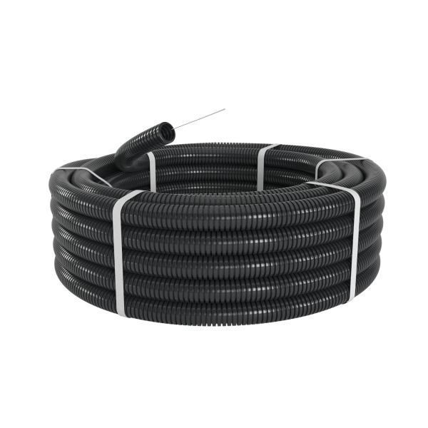 Труба ПА 6 гофр. DN17мм, ПВ-2, Dвн 16,8 мм, Dнар 21,2 мм, цвет чёрный, с протяжкой DKC