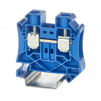 Клемма проходная, винтовой зажим, 2 точки подключения, 16 кв.мм, синяя DKC