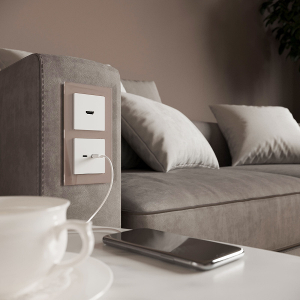 Favorit Рамка на 2 поста (латте, стекло) Werkel