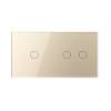 Сенсорный выключатель 3 клавиши (1-2), 2 поста, цвет шампань Livolo