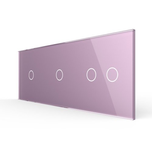 Панель для трех сенсорных выключателей, 4 клавиши (1+1+2), цвет розовый, стекло Livolo