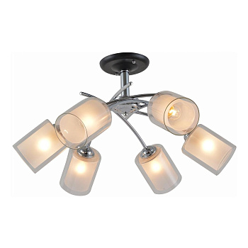 16-42 Светильник декоративный, потолочный, "Классик", 6хЕ27, 60Вт, 230В/50Гц, 650х320мм, металлическое основание, стеклянный плафон, хром, APEYRON