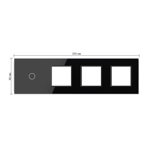 Панель для сенсорного выключателя и 3-х розеток, 1 клавиша, цвет черный, стекло Livolo фото 2