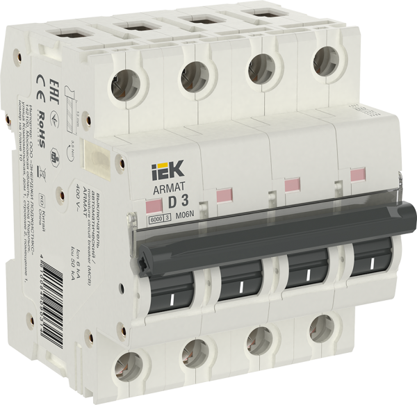 Выключатель автоматический ВА МОД M06N 4П D 3А ARMAT IEK