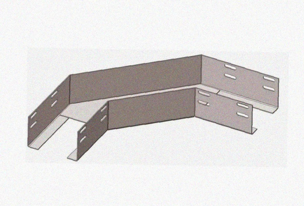 Лоток угловой замковый глухой КГЗГ 400х100-135 УХЛ1 поворот на 135, горячее цинкование, S1,5