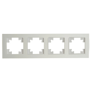 Рамка 4-местная, стекло, STEKKER, GFR00-7004-01, серия Катрин, белый матовый