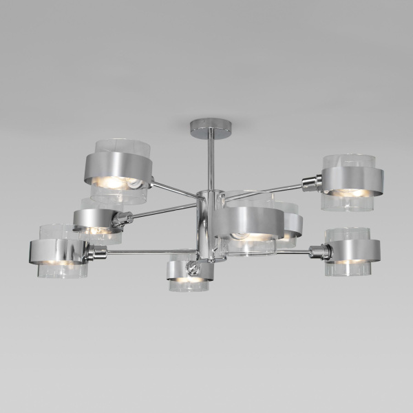 Потолочная люстра со стеклянными плафонами 8*E14 60Вт хром IP20 Arcada (70127/8 хром) Eurosvet