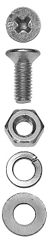 Винт (DIN965) в комплекте с гайкой (DIN934), шайбой (DIN125), шайбой пруж. (DIN127), M5x16мм, 18шт, ЗУБР