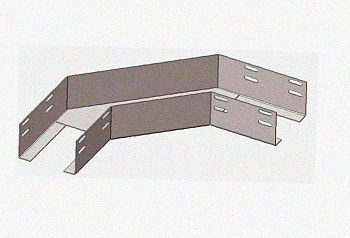 Лоток угловой глухой КГГ 400х60-90 УТ1,5 поворот на 90, горячее цинкование, S1,5