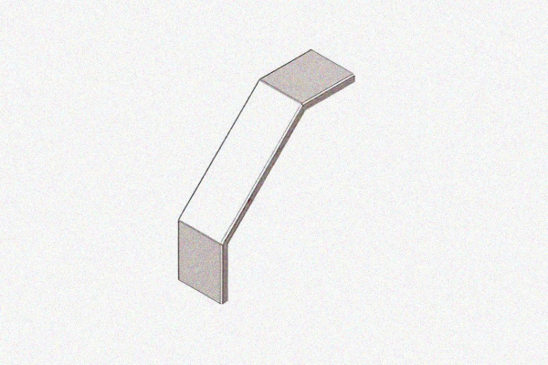 Крышка лотка замкового КЛСЗ 200х50-90 УТ1,5 для поворота трассы вниз на 90, оцинкованный лист S1,5