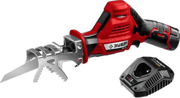 12В, 1 АКБ (2Ач), в коробке, пила сабельная. СПЛ-125-21 ЗУБР