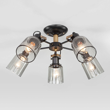 Потолочная люстра с плафонами 5*E27 60Вт античная бронза, черный IP20 Astor (70111/5 черный) Eurosvet